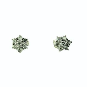 10 Karat White Gold Diamond Cluster Stud Earrings #21955